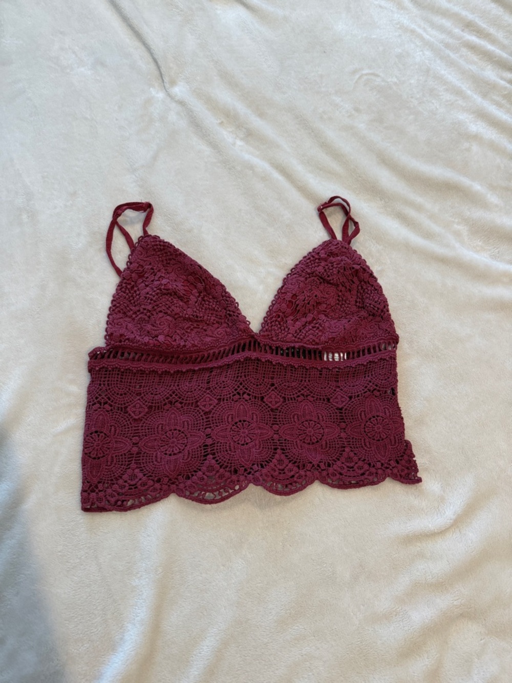 Kendall & Kylie Burgundy Crochet Lace Bralette